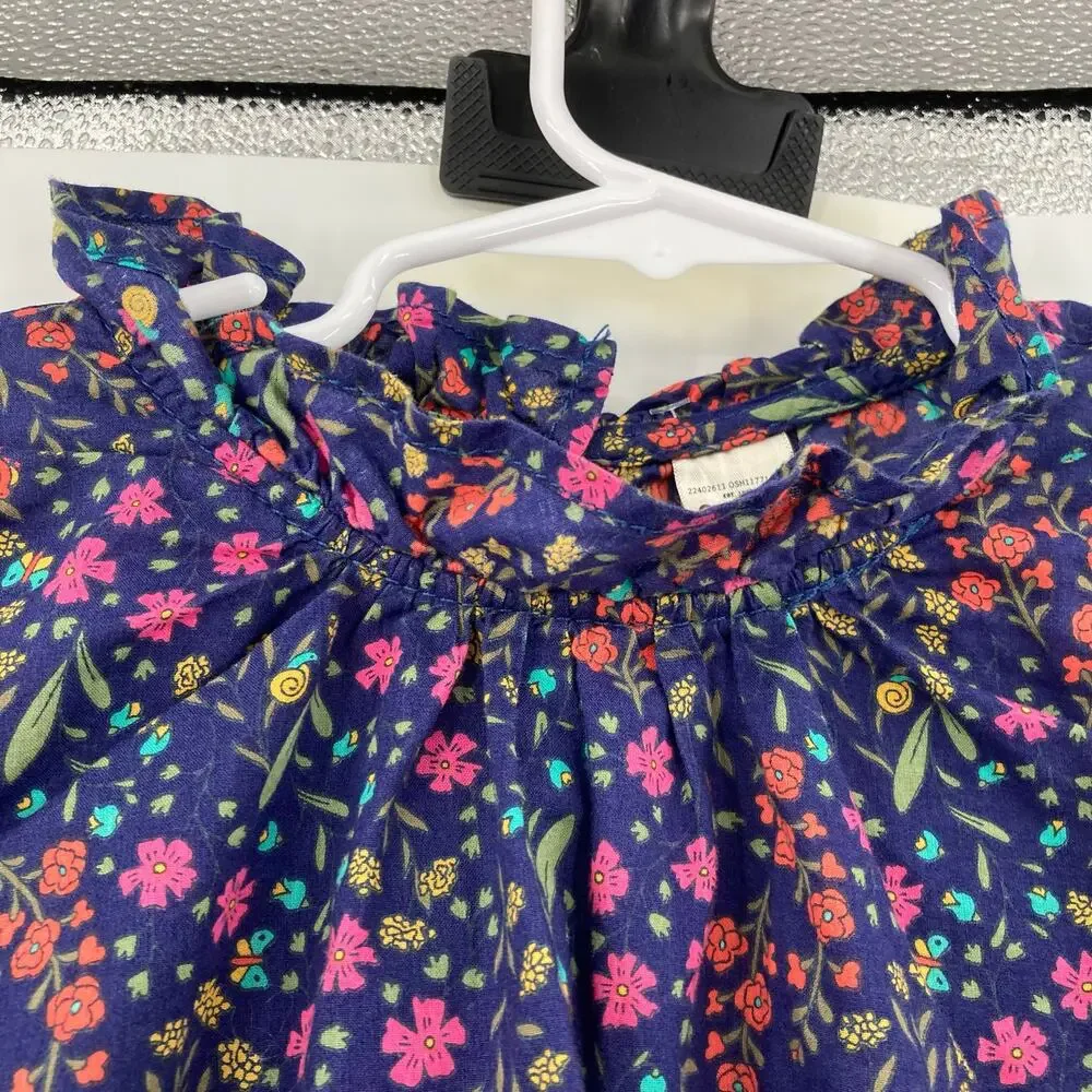 Osh Kosh Bgosh Dark Floral Peasant Cotton Top Girls Size 5